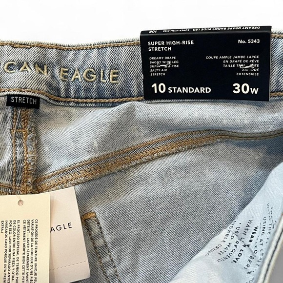 American Eagle Dreamy Drape Baggy Wide Leg Jeans 10 Regular 30W NWT - Picture 2 of 7